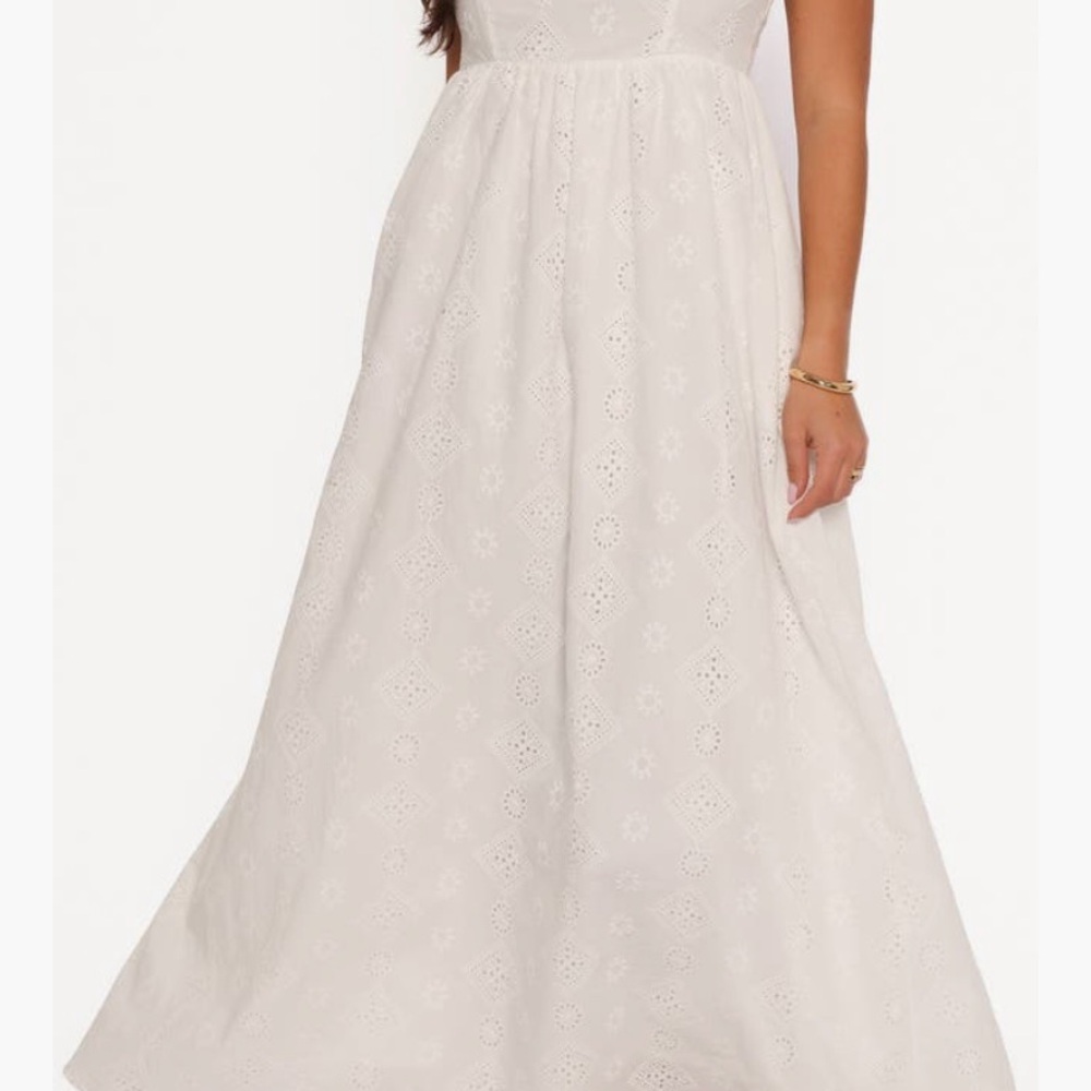 Petal and Pup Odessa Cotton White Eyelet Maxi Dress